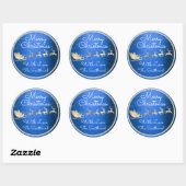 Vrolijk kerstfeest in Sinterrendierblauw Ronde Sticker (Vel)