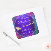 Vrolijk kerstfeest in Sinterrendierblauw Vierkante Sticker (Envelop)