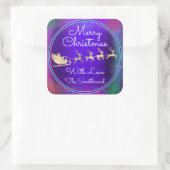 Vrolijk kerstfeest in Sinterrendierblauw Vierkante Sticker (Tas)