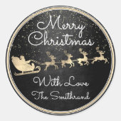 Vrolijk kerstfeest in Sinterrendierslaapkamer zwar Ronde Sticker (Voorkant)