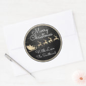 Vrolijk kerstfeest in Sinterrendierslaapkamer zwar Ronde Sticker (Envelop)