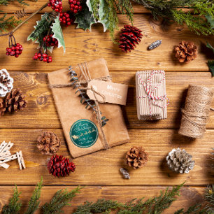 Vrolijk kerstfeest in Slank Slank Green van Santa  Ronde Sticker