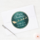 Vrolijk kerstfeest in Slank Slank Green van Santa  Ronde Sticker (Envelop)
