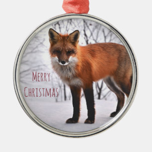 Vrolijk kerstfeest in sneeuw metalen ornament