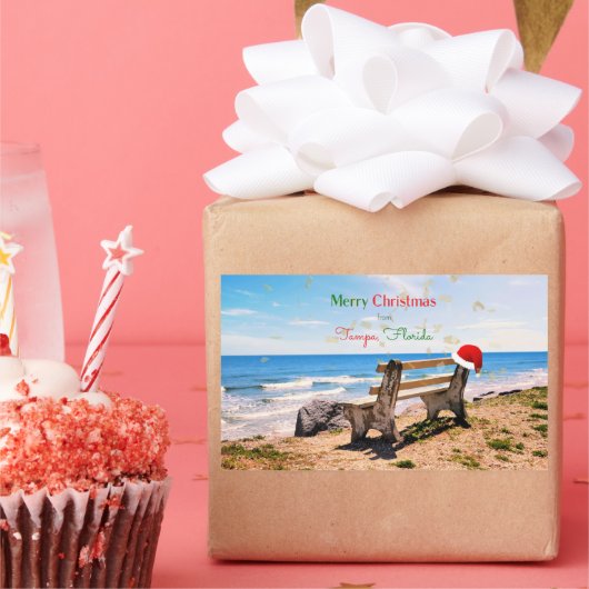 Vrolijk kerstfeest in Tampa, Florida, Rechthoekige Sticker (Feest)