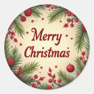Vrolijk kerstfeest in verschillende patronen ronde sticker