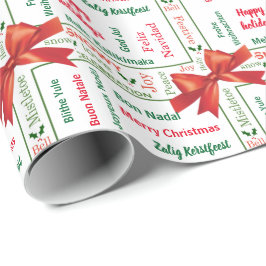 Vrolijk kerstfeest in verschillende talen cadeaupapier