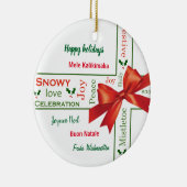 Vrolijk kerstfeest in verschillende talen keramisch ornament (Rechts)