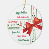 Vrolijk kerstfeest in verschillende talen keramisch ornament (Links)