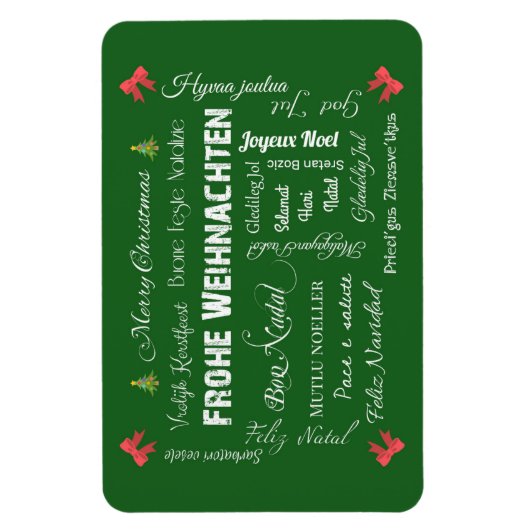 Vrolijk kerstfeest in verschillende talen! magneet (Verticaal)