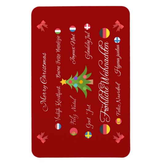 Vrolijk kerstfeest in verschillende talen! magneet (Verticaal)