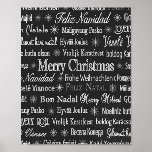 Vrolijk kerstfeest in verschillende talen poster (Voorkant)
