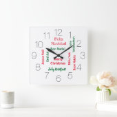 Vrolijk kerstfeest in verschillende talen vierkante klok (Huis)