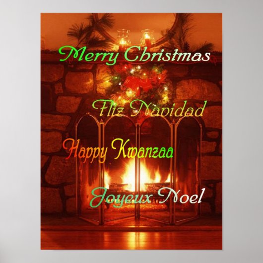 Vrolijk kerstfeest, in vier talen, poster (Voorkant)