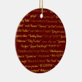 Vrolijk kerstfeest in vreemde talen keramisch ornament (Rechts)