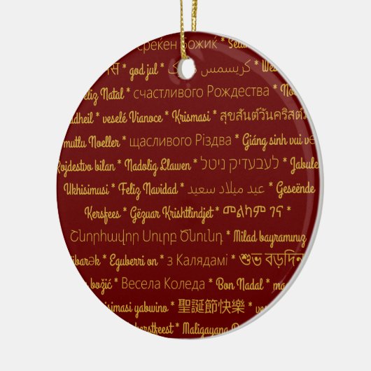 Vrolijk kerstfeest in vreemde talen keramisch ornament (Links)