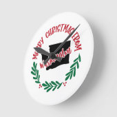 Vrolijk kerstfeest in Washington Red White Ronde Klok (Hoek)