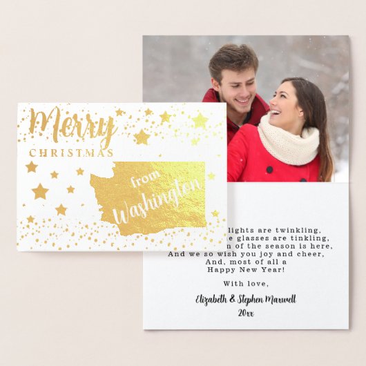 Vrolijk kerstfeest in Washington State Foto Folie Kaarten (Display)