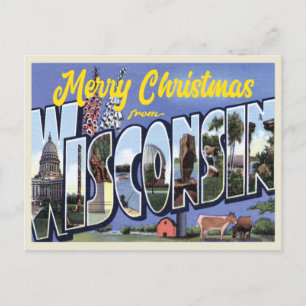 Vrolijk kerstfeest in Wisconsin  stijl Briefkaart