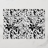 Vrolijk kerstfeest in witte zwarte gouden fotoflor folie feestdagenkaart (Achterkant)