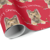 Vrolijk kerstfeest in Yorkshire Terrier on Red Cadeaupapier (Rol Hoek)