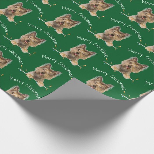 Vrolijk kerstfeest in Yorkshire Terrier op Tinsel Cadeaupapier (Hoek)
