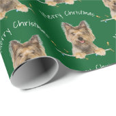 Vrolijk kerstfeest in Yorkshire Terrier op Tinsel Cadeaupapier (Rol Hoek)