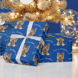Vrolijk kerstfeest in Yorkshire Terrier op Tinsel Cadeaupapier