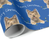 Vrolijk kerstfeest in Yorkshire Terrier op Tinsel Cadeaupapier (Rol Hoek)