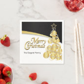 Vrolijk kerstfeest in zwart en goud servet (Insitu)