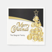 Vrolijk kerstfeest in zwart en goud servet (Voorkant)