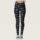 Vrolijk kerstfeest in zwart-wit leggings (Voorkant)