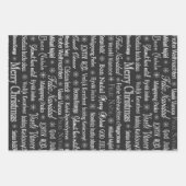 Vrolijk kerstfeest in zwarte vreemde talen inpakpapier vel (Voorkant)