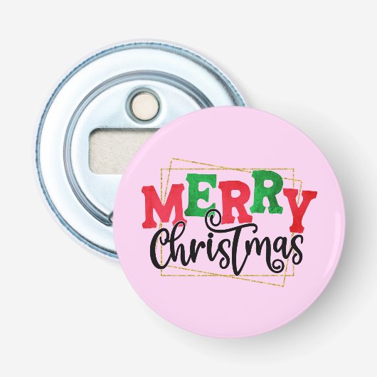 Vrolijk kerstfeest ingelijst-80716 button flesopener (Voorkant)