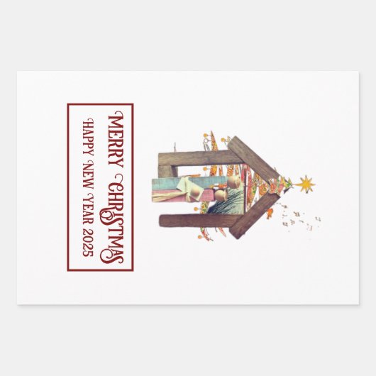 Vrolijk kerstfeest! inpakpapier vel (Voorkant)