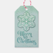 Vrolijk Kerstfeest Iridescent Winter Green Snowfla Cadeaulabel (Voorkant)