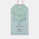 Vrolijk Kerstfeest Iridescent Winter Green Snowfla Cadeaulabel (Achterkant)