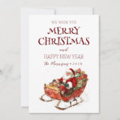 Vrolijk kerstfeest is gelukkig nieuwjaar kerstman feestdagenkaart (Voorkant)