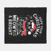Vrolijk Kerstfeest is Poes en Helder Kat Kerstmis Fleece Deken (Voorkant (Horizontaal))