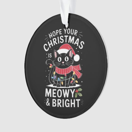 Vrolijk Kerstfeest is Poes en Helder Kat Kerstmis Ornament (voorkant)