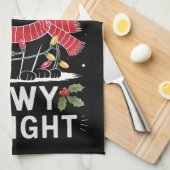 Vrolijk Kerstfeest is Poes en Helder Kat Kerstmis Theedoek (Quarter Fold)