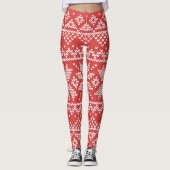 Vrolijk kerstfeest Isle Snowflakes Red & White Leggings (Voorkant)