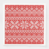 Vrolijk kerstfeest Isle Snowflakes White & Red Servetten (Voorkant)