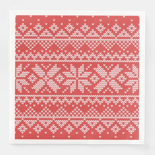 Vrolijk kerstfeest Isle Snowflakes White & Red Servetten (Voorkant)