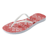 Vrolijk kerstfeest Isle Snowflakes White & Red Teenslippers (Schuin)