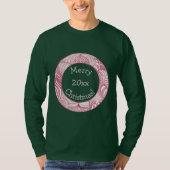 Vrolijk kerstfeest, jaar, decoratieve rode cirkel  t-shirt (Voorkant)