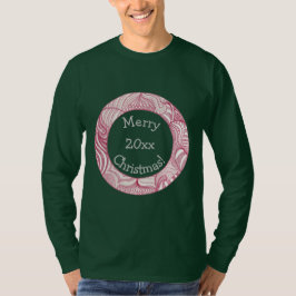 Vrolijk kerstfeest, jaar, decoratieve rode cirkel  t-shirt