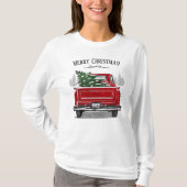 Vrolijk kerstfeest jaar Rode Vrachtwagen T-shirt (Voorkant)