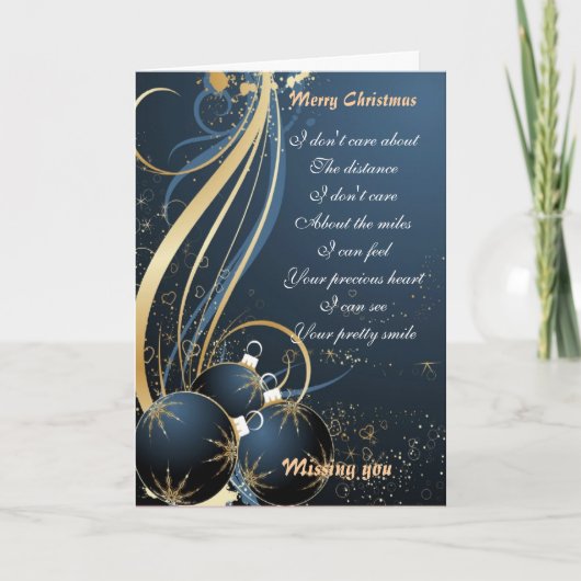 Vrolijk kerstfeest, je missen feestdagen kaart (Voorkant)