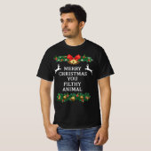 Vrolijk kerstfeest je smerig beest t-shirt (Voorkant volledig)